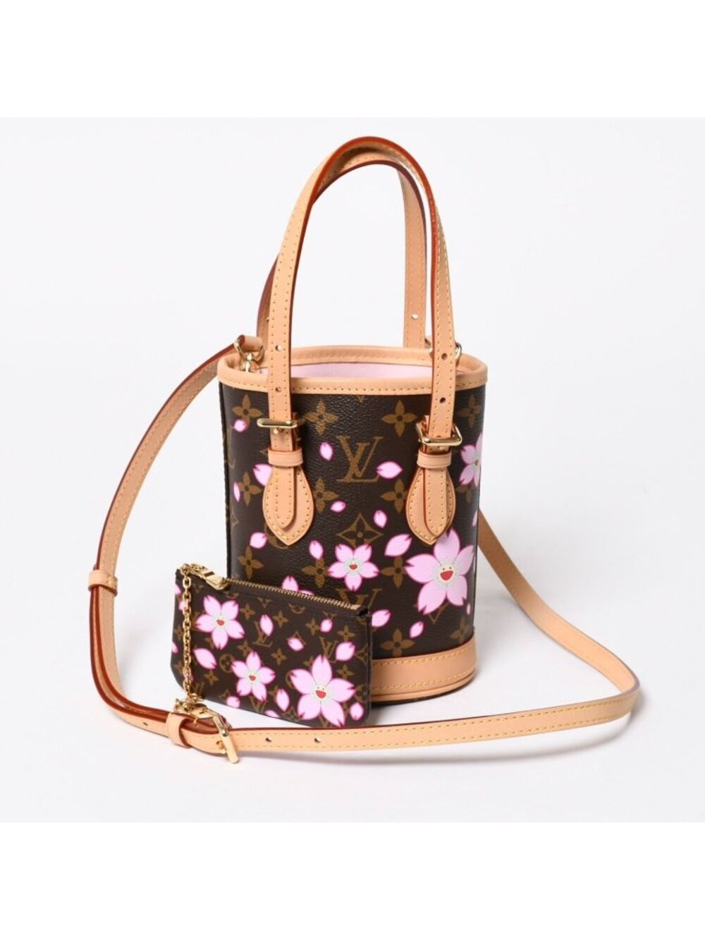 Louis Vuitton LV TM Nano Bucket Handbag Monogram Cherry Blossom Takashi Murakami